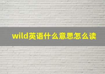 wild英语什么意思怎么读