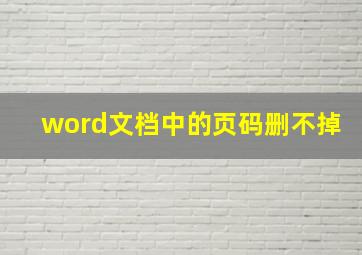 word文档中的页码删不掉