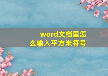 word文档里怎么输入平方米符号