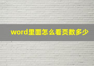 word里面怎么看页数多少