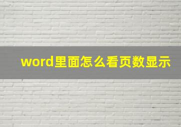 word里面怎么看页数显示