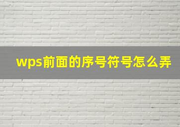 wps前面的序号符号怎么弄