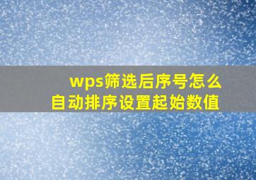 wps筛选后序号怎么自动排序设置起始数值