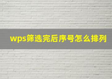 wps筛选完后序号怎么排列