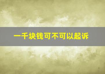 一千块钱可不可以起诉