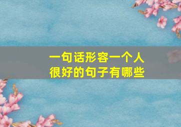 一句话形容一个人很好的句子有哪些