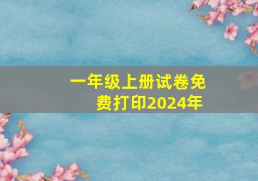 一年级上册试卷免费打印2024年