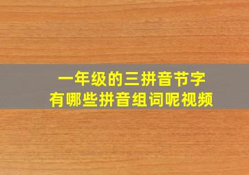 一年级的三拼音节字有哪些拼音组词呢视频