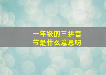 一年级的三拼音节是什么意思呀