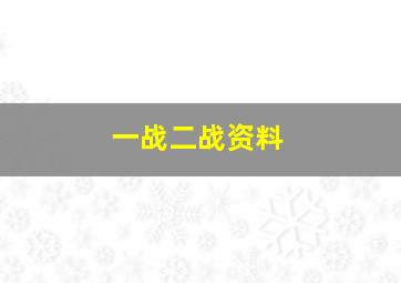 一战二战资料