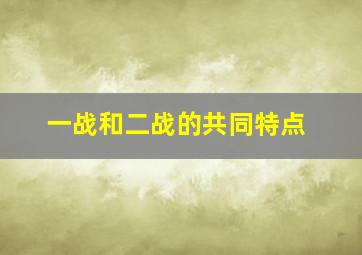 一战和二战的共同特点