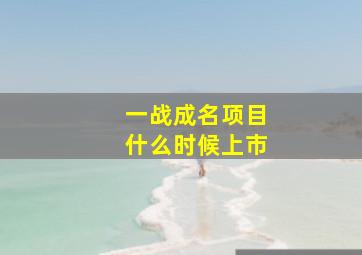 一战成名项目什么时候上市