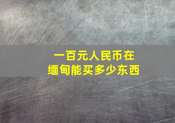 一百元人民币在缅甸能买多少东西