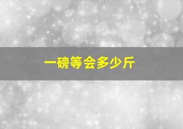 一磅等会多少斤