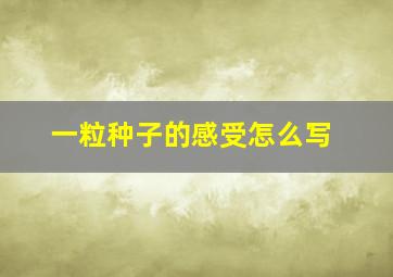 一粒种子的感受怎么写