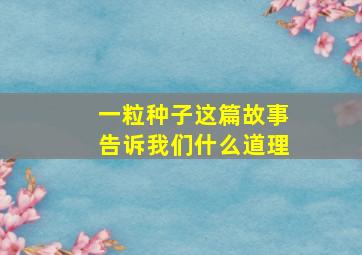 一粒种子这篇故事告诉我们什么道理