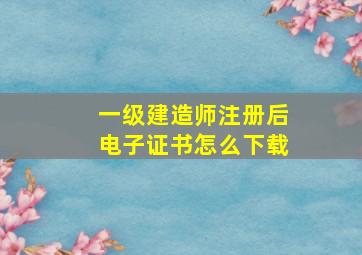 一级建造师注册后电子证书怎么下载