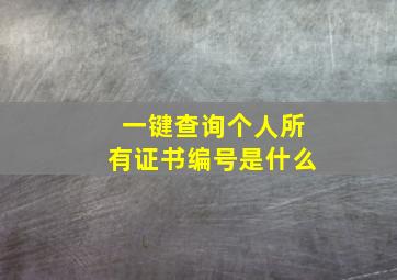 一键查询个人所有证书编号是什么