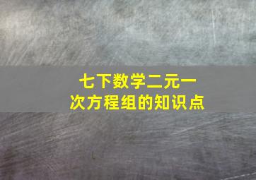 七下数学二元一次方程组的知识点