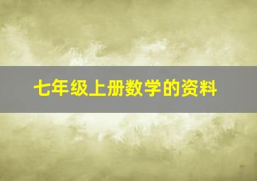 七年级上册数学的资料