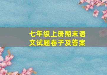 七年级上册期末语文试题卷子及答案