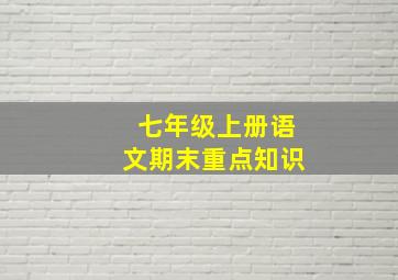 七年级上册语文期末重点知识