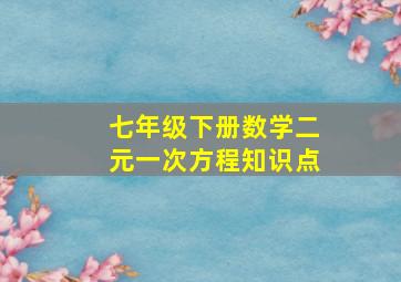 七年级下册数学二元一次方程知识点