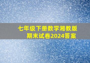 七年级下册数学湘教版期末试卷2024答案