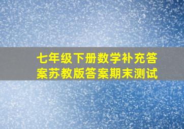 七年级下册数学补充答案苏教版答案期末测试