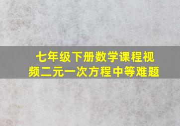 七年级下册数学课程视频二元一次方程中等难题