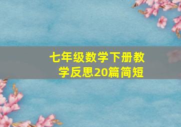 七年级数学下册教学反思20篇简短