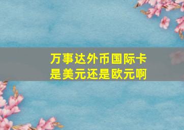 万事达外币国际卡是美元还是欧元啊