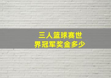 三人篮球赛世界冠军奖金多少