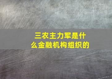 三农主力军是什么金融机构组织的