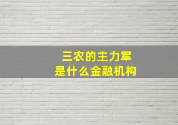 三农的主力军是什么金融机构