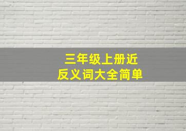 三年级上册近反义词大全简单