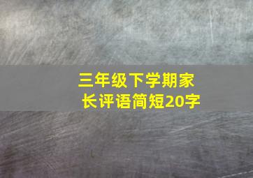 三年级下学期家长评语简短20字