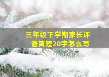 三年级下学期家长评语简短20字怎么写