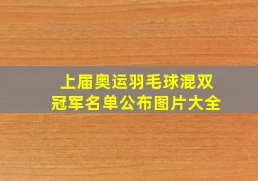 上届奥运羽毛球混双冠军名单公布图片大全