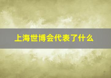 上海世博会代表了什么