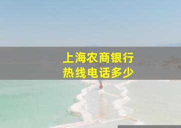 上海农商银行热线电话多少