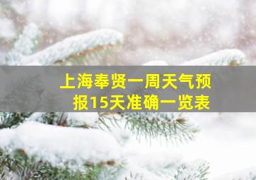 上海奉贤一周天气预报15天准确一览表