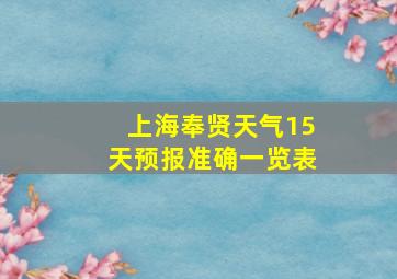 上海奉贤天气15天预报准确一览表