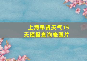 上海奉贤天气15天预报查询表图片