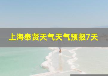 上海奉贤天气天气预报7天