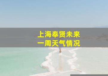 上海奉贤未来一周天气情况