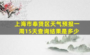 上海市奉贤区天气预报一周15天查询结果是多少