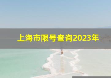 上海市限号查询2023年