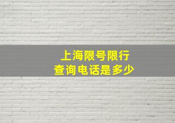 上海限号限行查询电话是多少