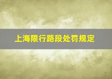 上海限行路段处罚规定